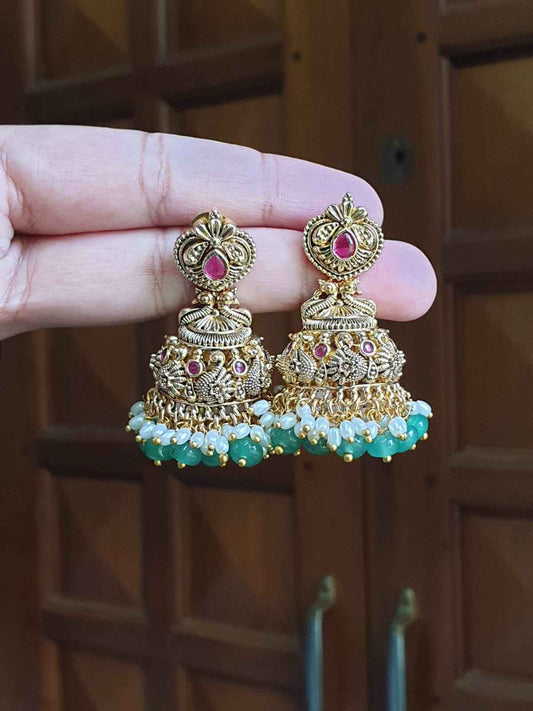 J0055 Bridal jhumka swan design