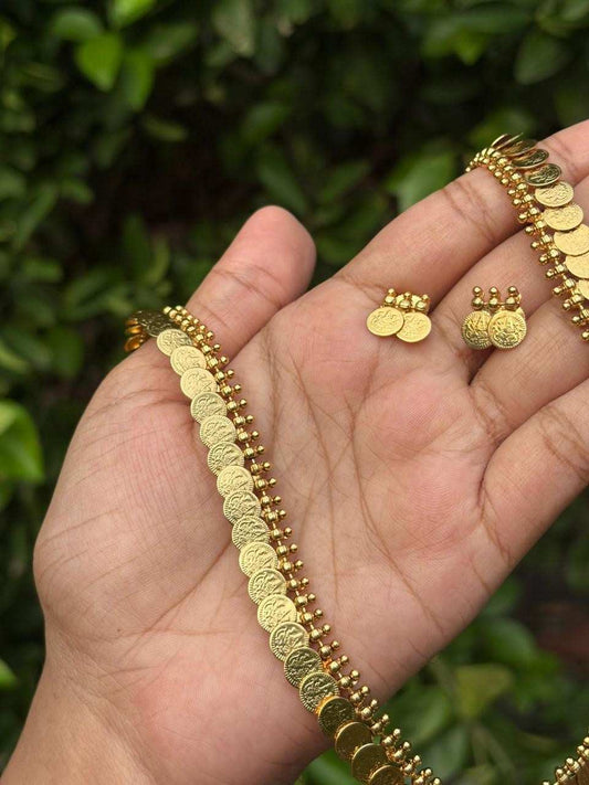 Traditional Lakshmi Kasumala coin Haram with earrings H0072