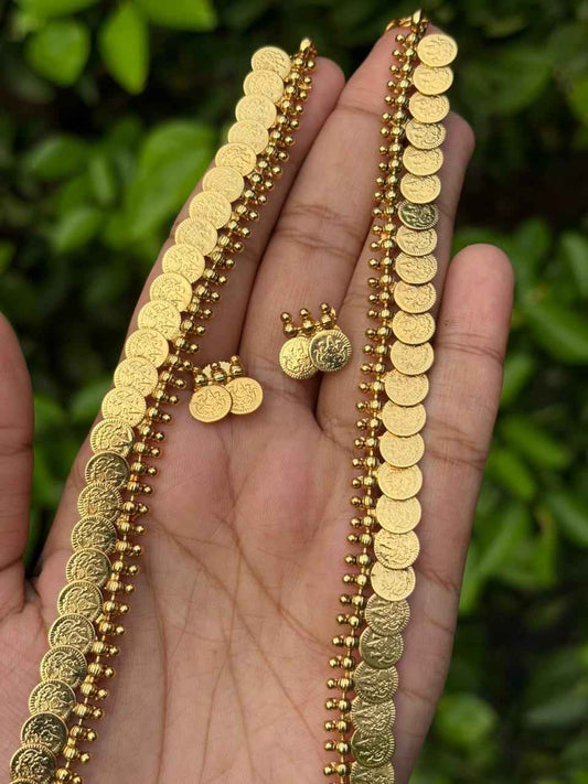 Traditional Lakshmi Kasumala coin Haram with earrings H0072