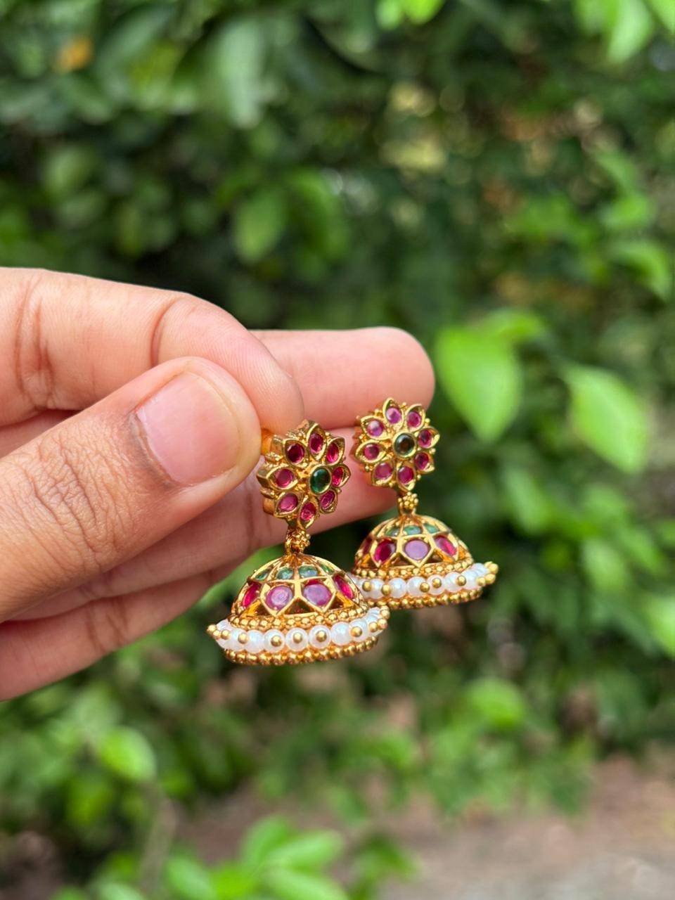J0120 Traditional Ruby Jhumka Small size