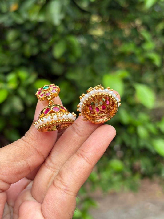 J0120 Traditional Ruby Jhumka Small size