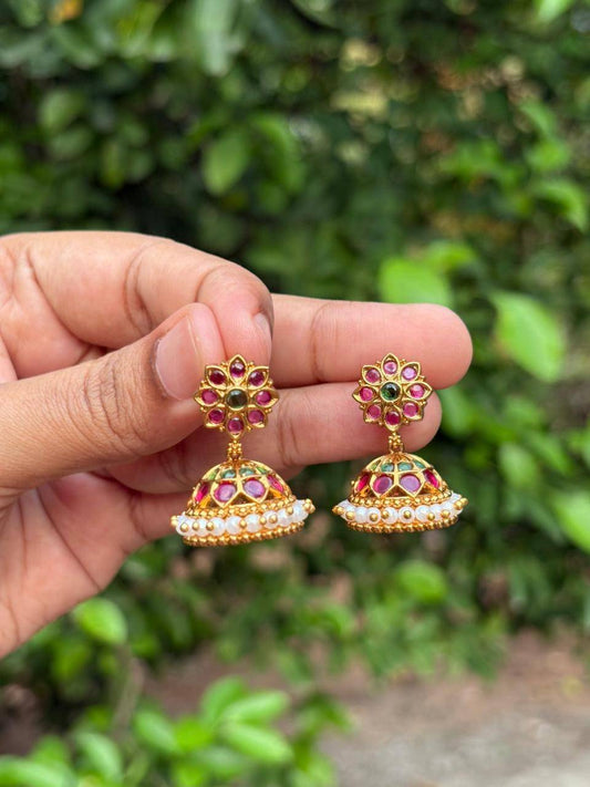 J0120 Traditional Ruby Jhumka Small size