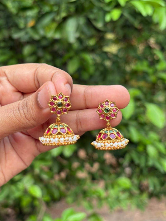 J0120 Traditional Ruby Jhumka Small size