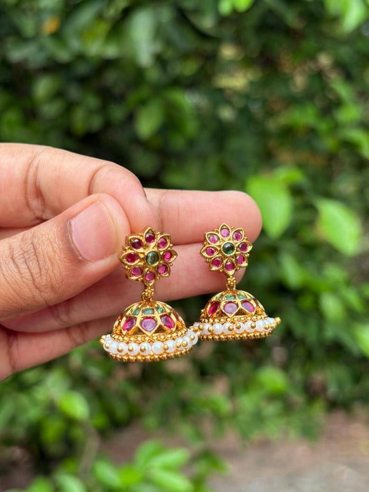 J0120 Traditional Ruby Jhumka Small size