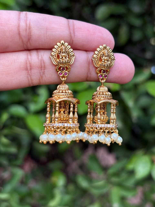 J0122 Trendy Lakshmi Jhumka with pillars on sides