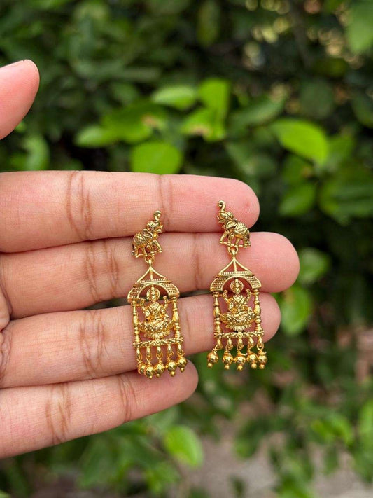 J0124 Lakshmi earrings small size with pillars on sides