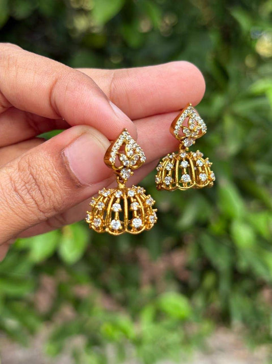 J0128 White stone small size jhumka