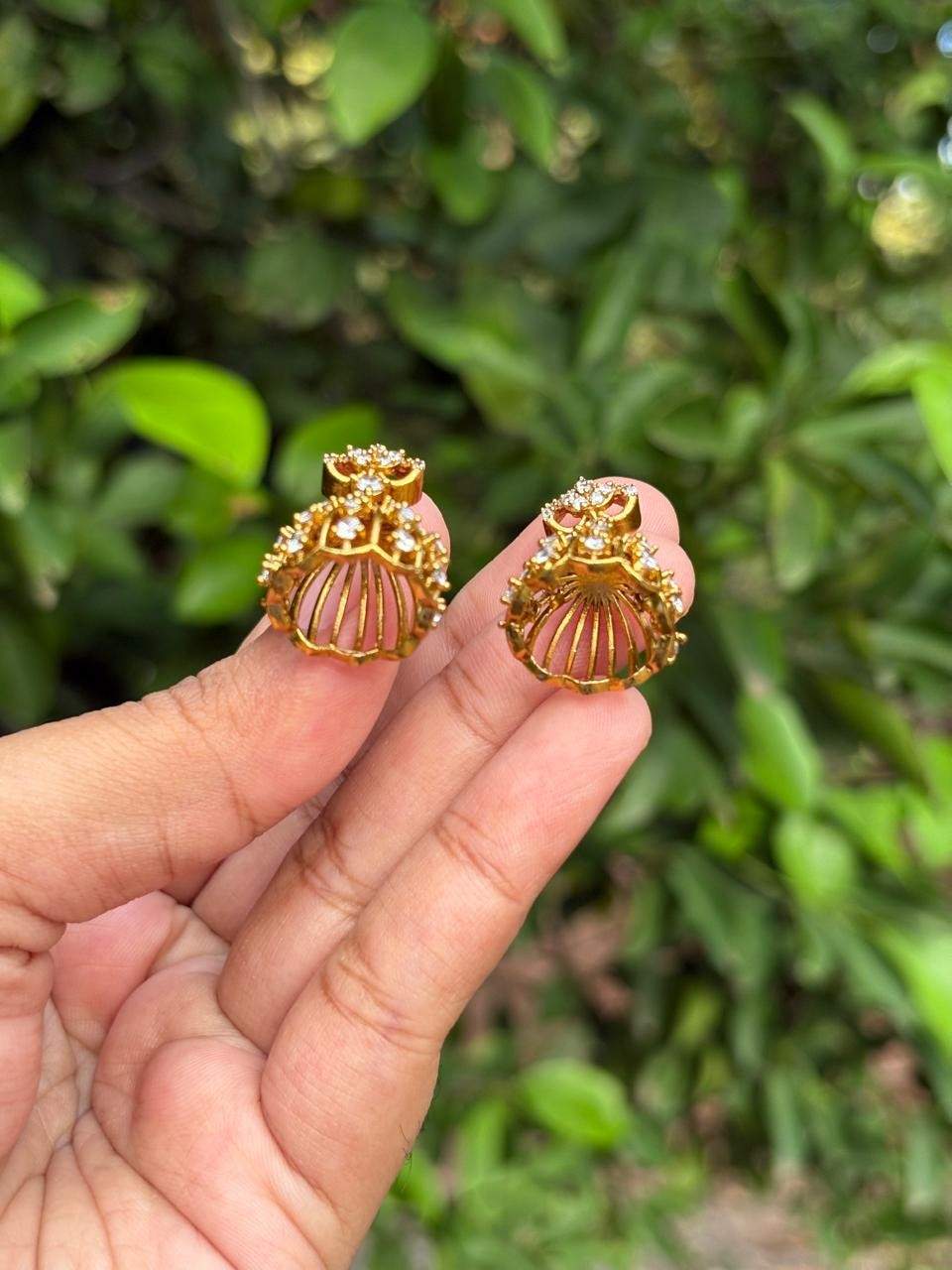 J0128 White stone small size jhumka