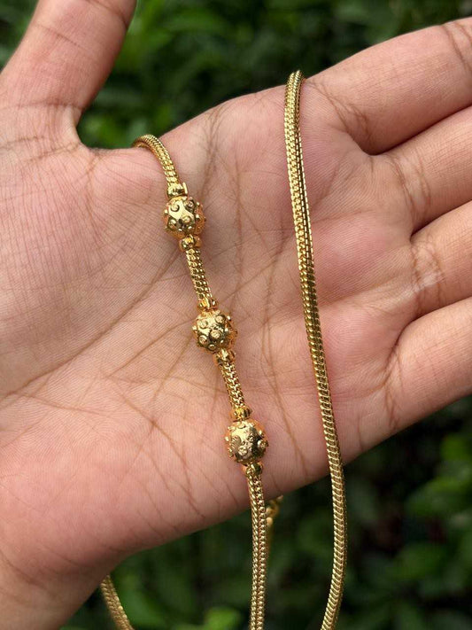 C013 Gold Ball Mogappu 26 inch long chain with S Hook
