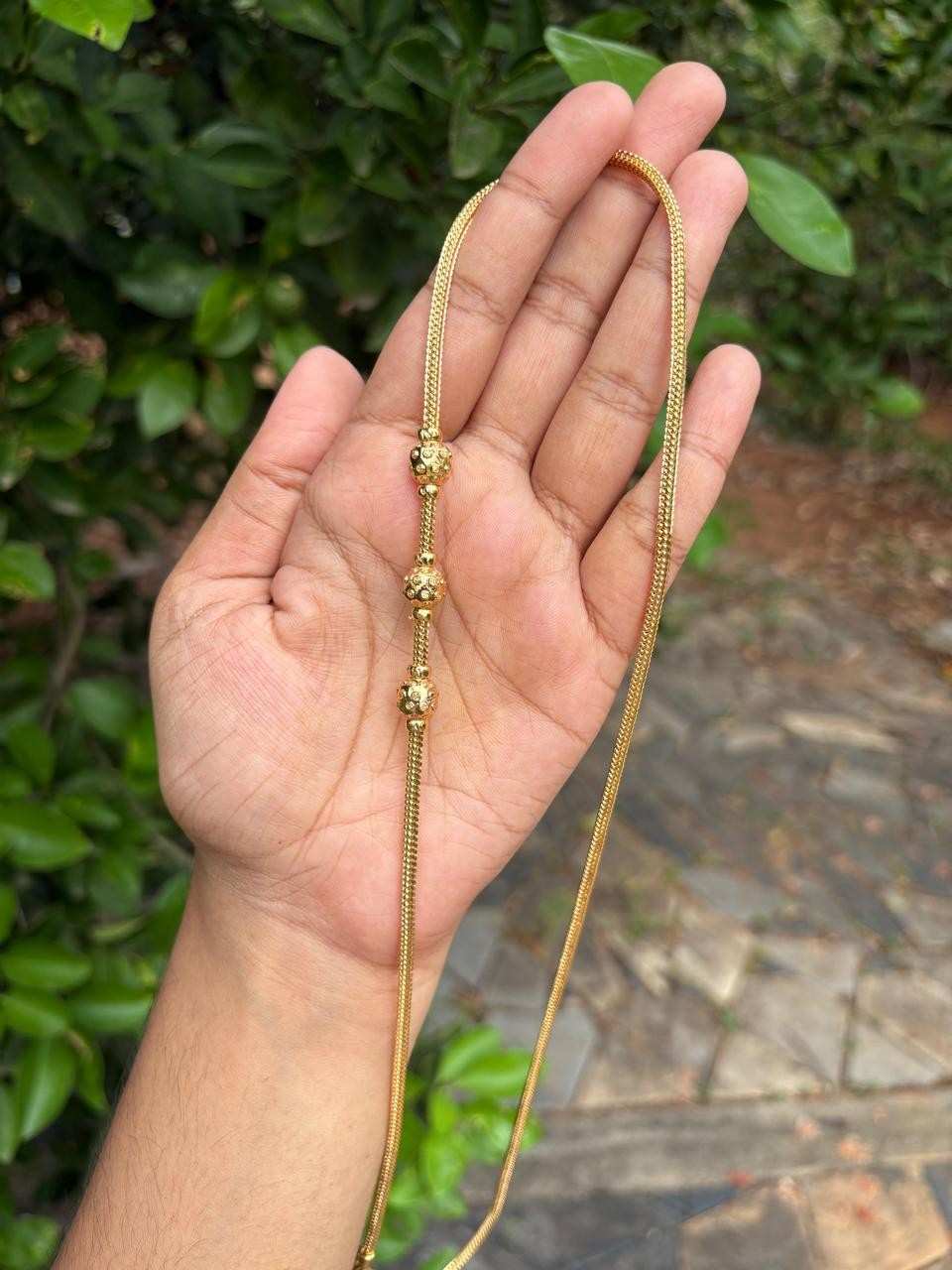 C013 Gold Ball Mogappu 26 inch long chain with S Hook