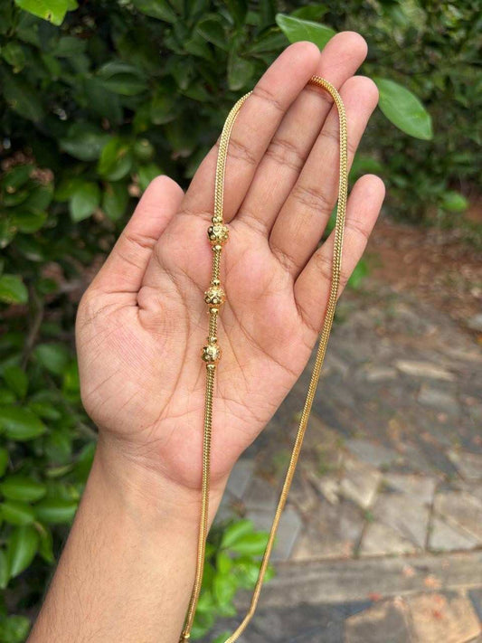 C013 Gold Ball Mogappu 26 inch long chain with S Hook