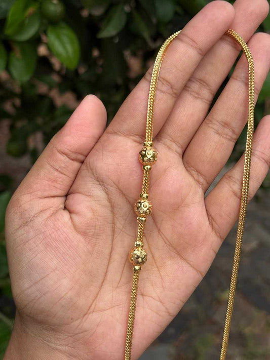 C013 Gold Ball Mogappu 26 inch long chain with S Hook