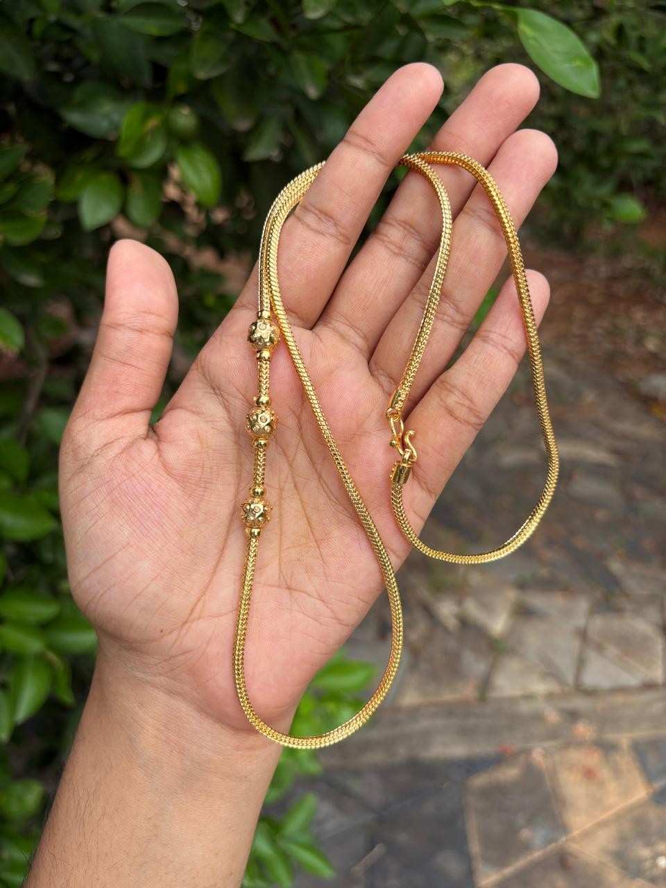 C013 Gold Ball Mogappu 26 inch long chain with S Hook