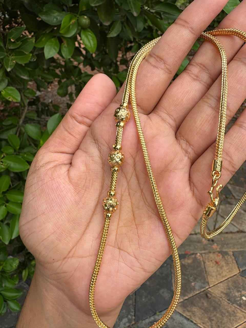 C013 Gold Ball Mogappu 25.5 inch long chain with S Hook