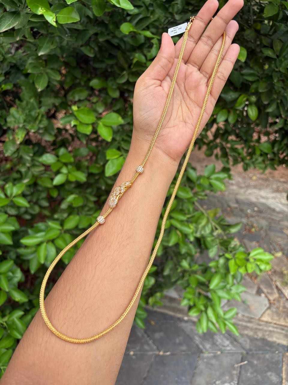 C012 white Stone Peacock Mogappu 30 inch long chain with S Hook