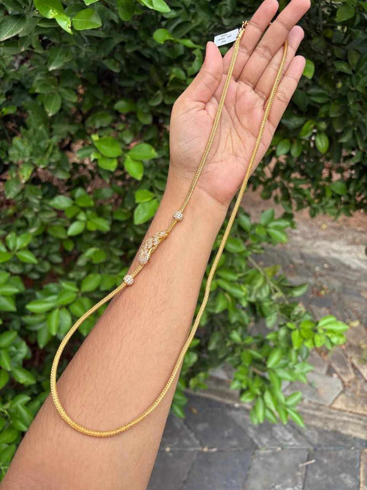 C012 white Stone Peacock Mogappu 30 inch long chain with S Hook