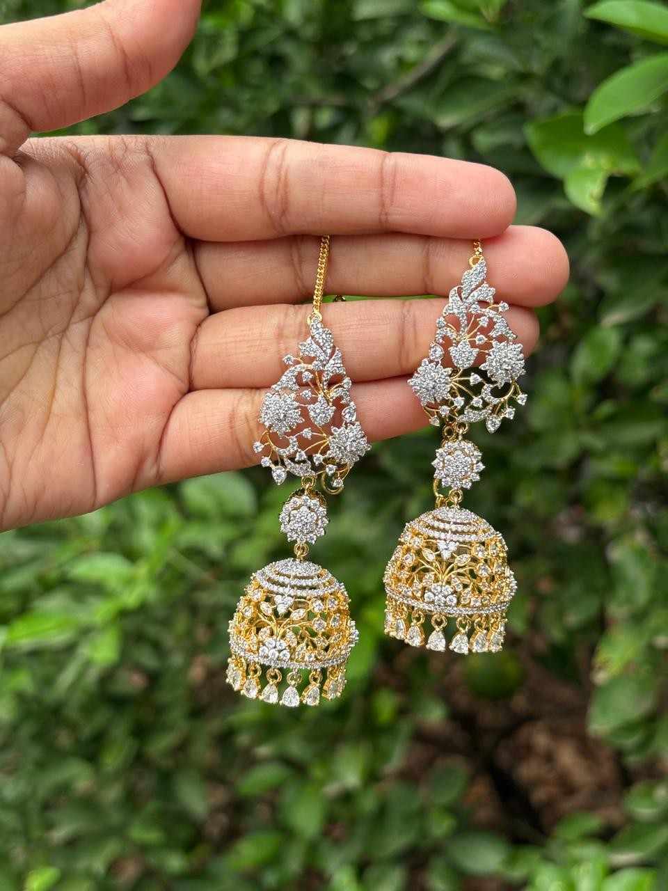J0039 Khushboo jhumka Medium Size with Attached Mattal Premium GJ Polish
