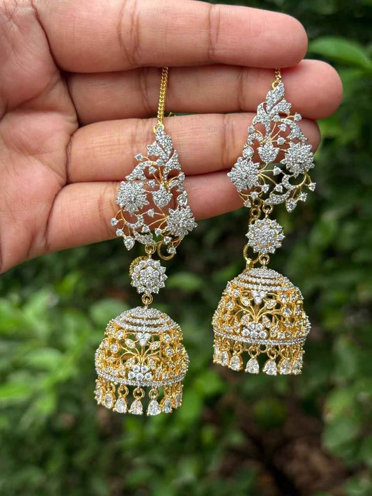 J0039 Khushboo jhumka Medium Size with Attached Mattal Premium GJ Polish