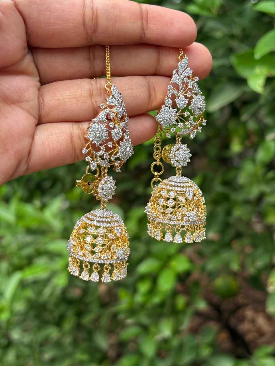 J0039 Khushboo jhumka Medium Size with Attached Mattal Premium GJ Polish