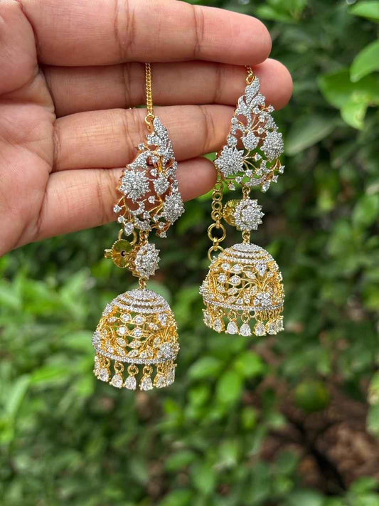 J0039 Khushboo jhumka Medium Size with Attached Mattal Premium GJ Polish