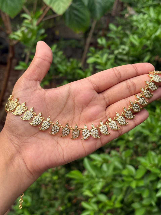 N0270 AD White Mango Motif Micro plated Necklace