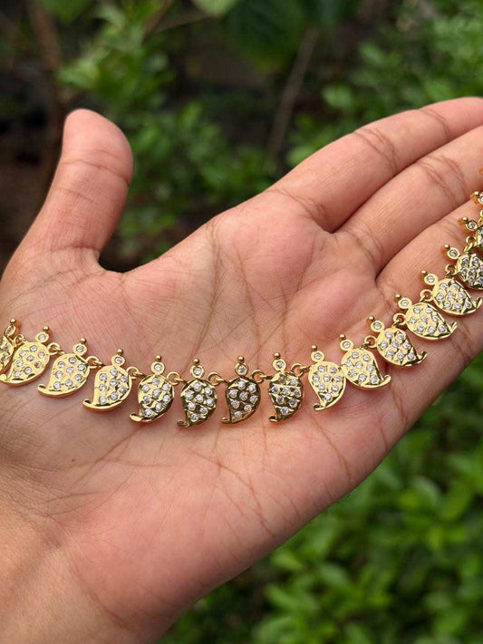 N0270 AD White Mango Motif Micro plated Necklace