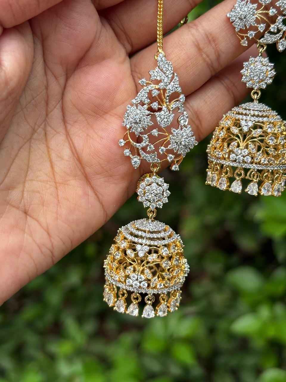 J0039 Khushboo jhumka Medium Size with Attached Mattal Premium GJ Polish