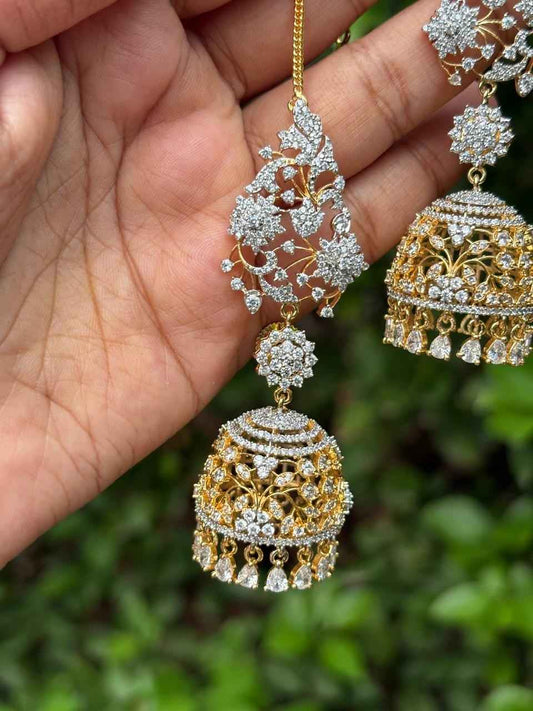 J0039 Khushboo jhumka Medium Size with Attached Mattal Premium GJ Polish