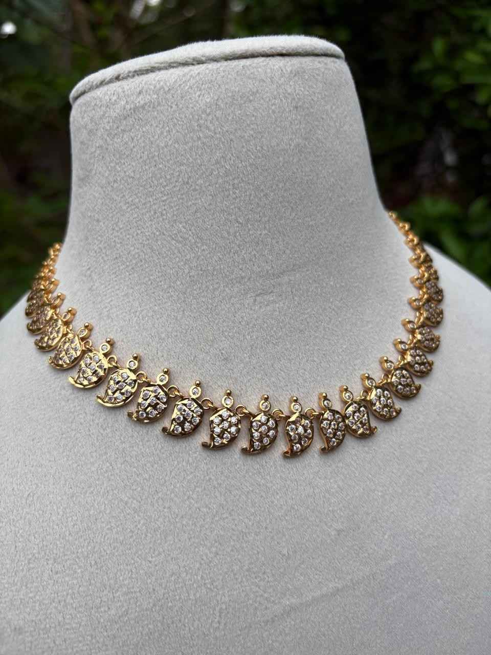 N0270 AD White Mango Motif Micro plated Necklace