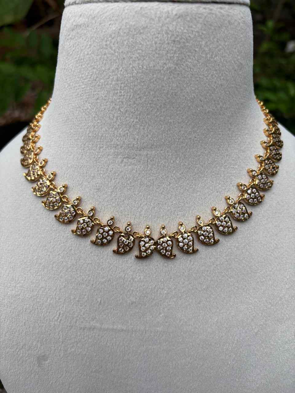 N0270 AD White Mango Motif Micro plated Necklace