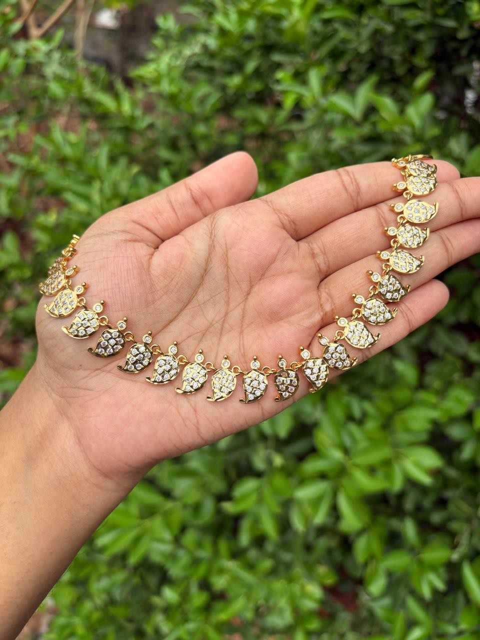 N0270 AD White Mango Motif Micro plated Necklace