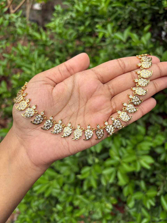 N0270 AD White Mango Motif Micro plated Necklace