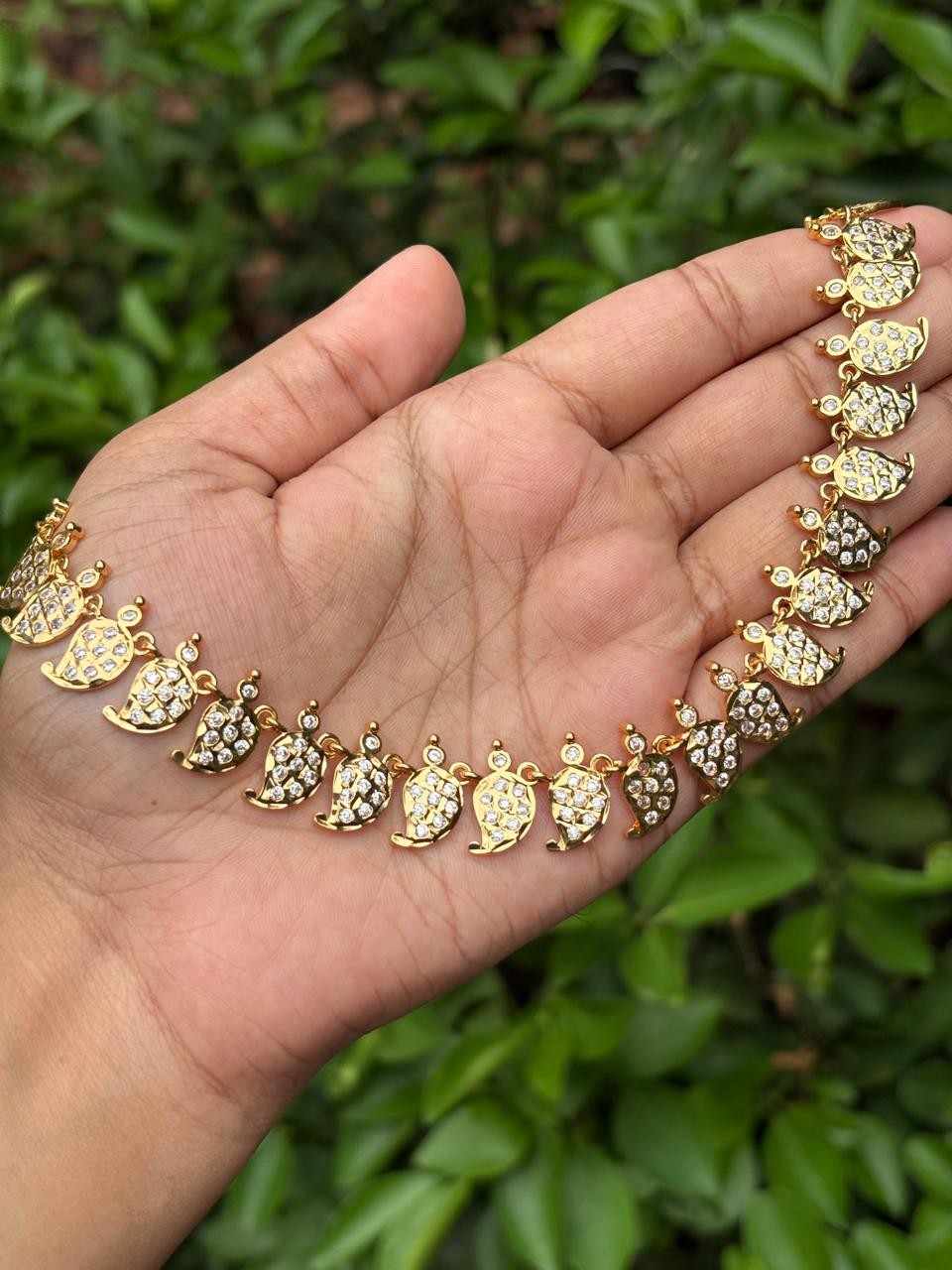 N0270 AD White Mango Motif Micro plated Necklace