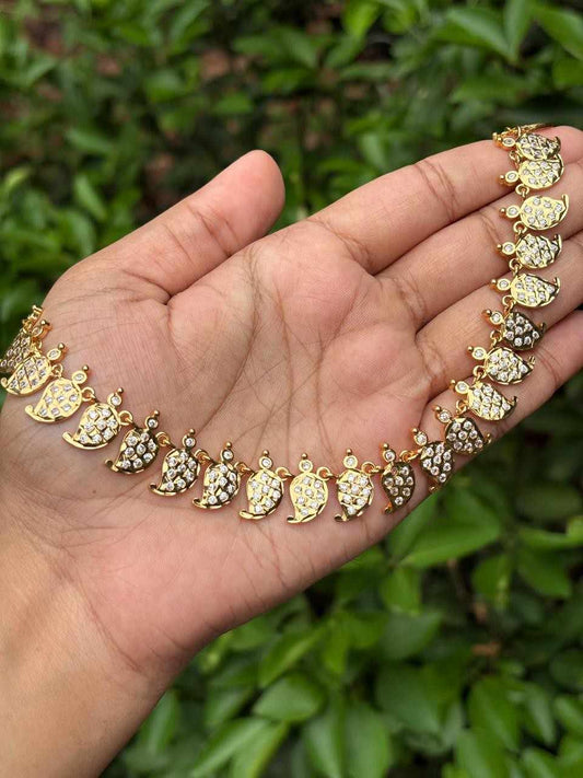 N0270 AD White Mango Motif Micro plated Necklace