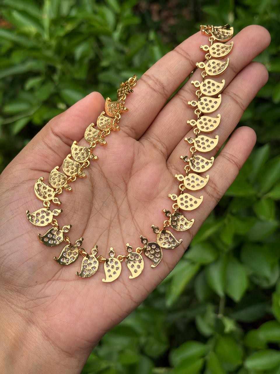 N0270 AD White Mango Motif Micro plated Necklace