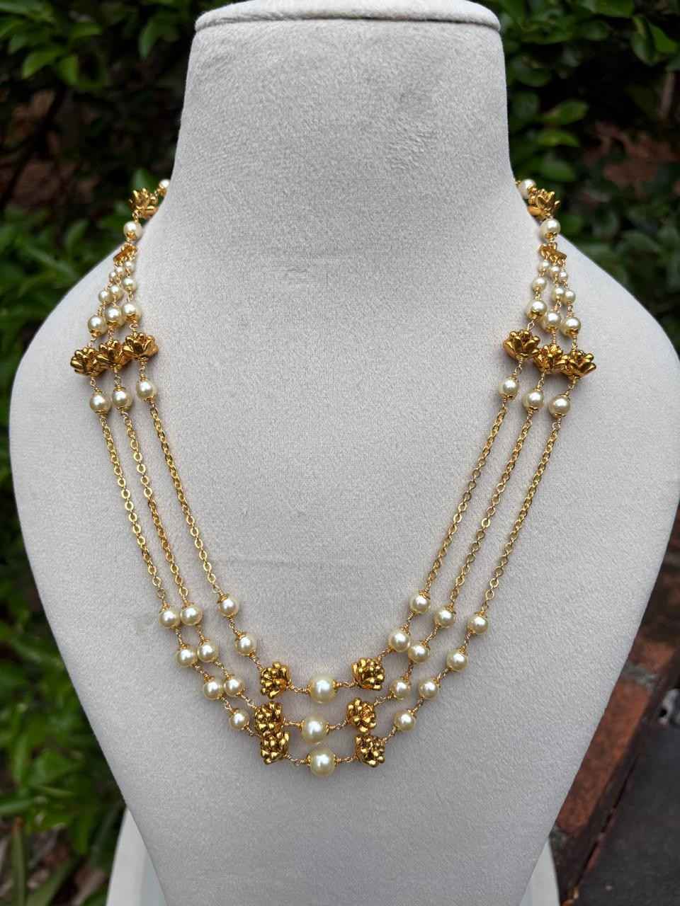 H0076 Three Layer Pearl Middle Length Haram