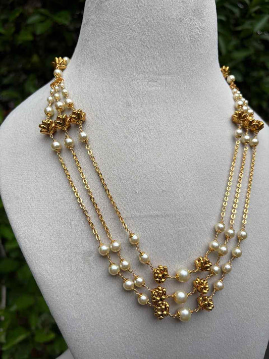 H0076 Three Layer Pearl Middle Length Haram