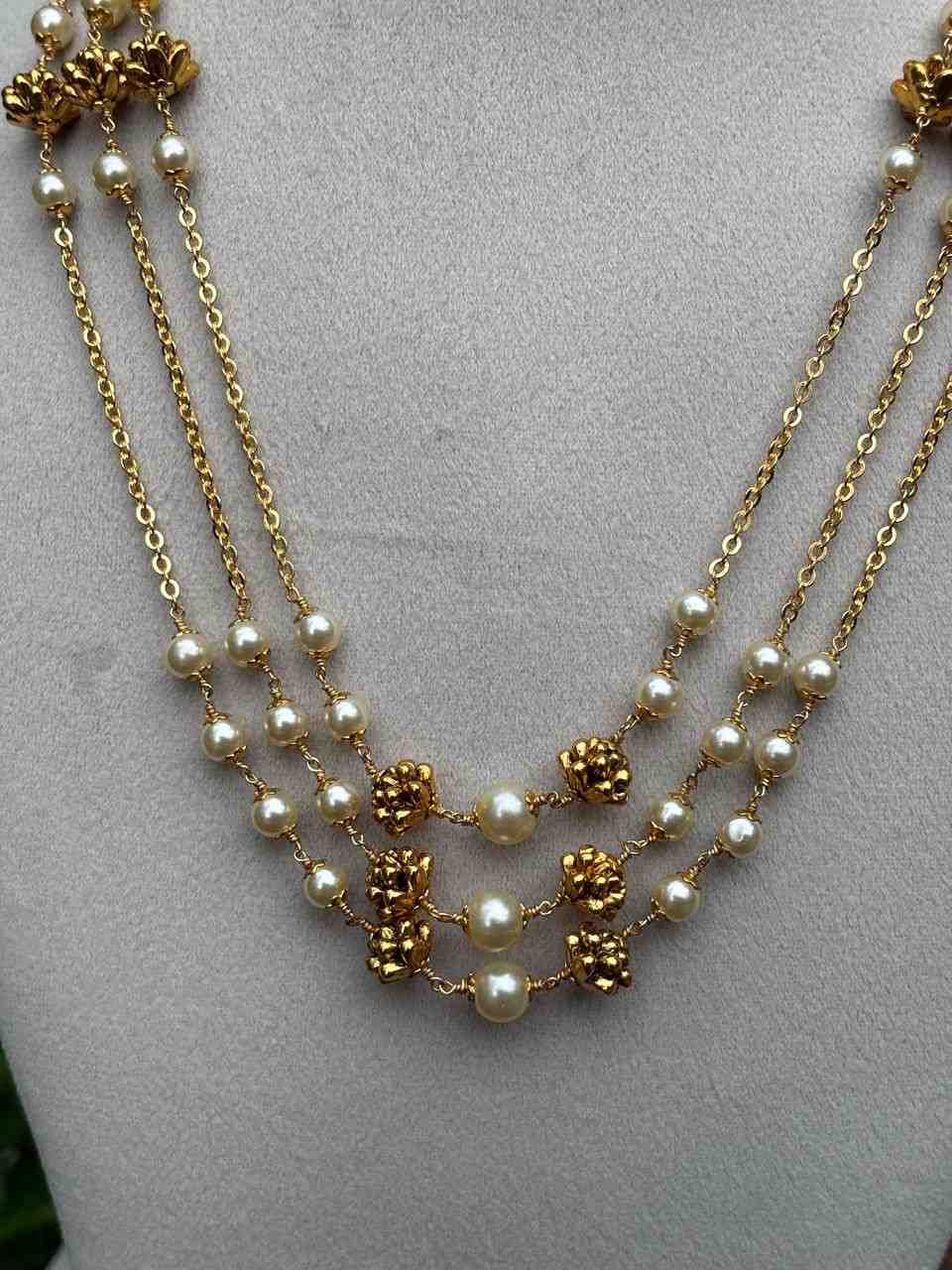 H0076 Three Layer Pearl Middle Length Haram