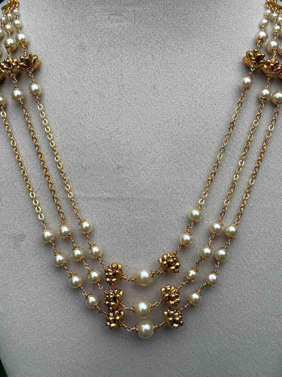 H0076 Three Layer Pearl Middle Length Haram