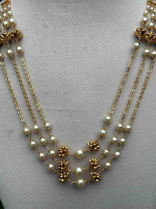 H0076 Three Layer Pearl Middle Length Haram
