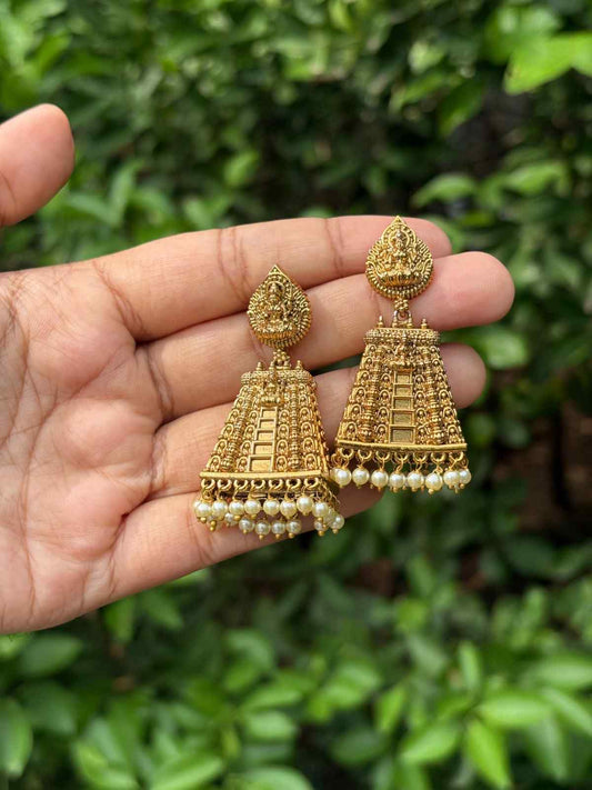 J0131 Antique Premium  Gopuram Jhumka