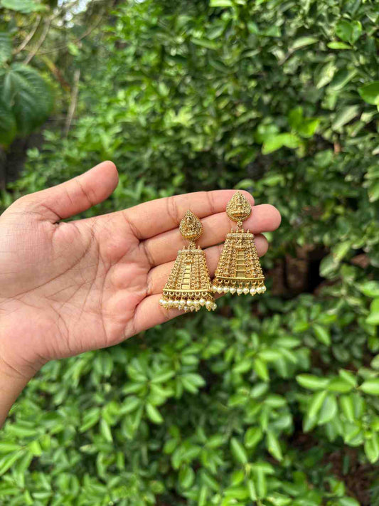 J0131 Antique Premium  Gopuram Jhumka