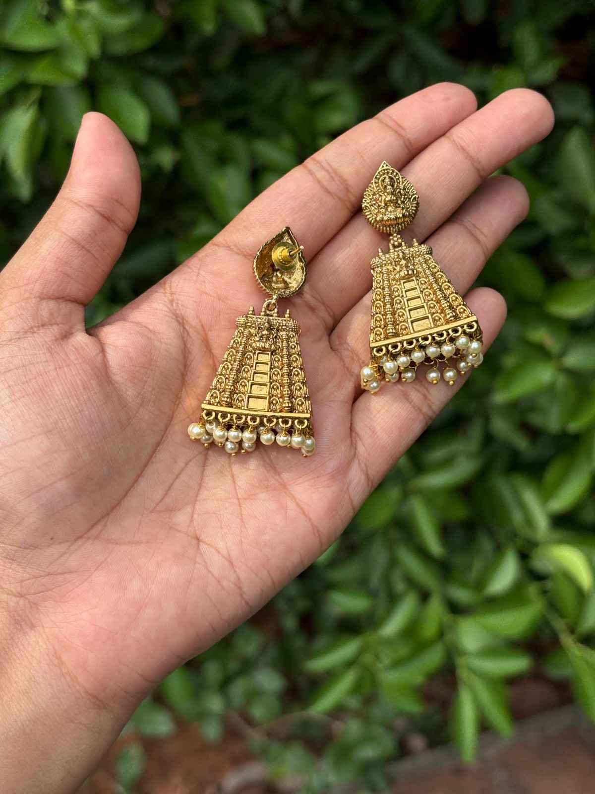 J0131 Antique Premium  Gopuram Jhumka