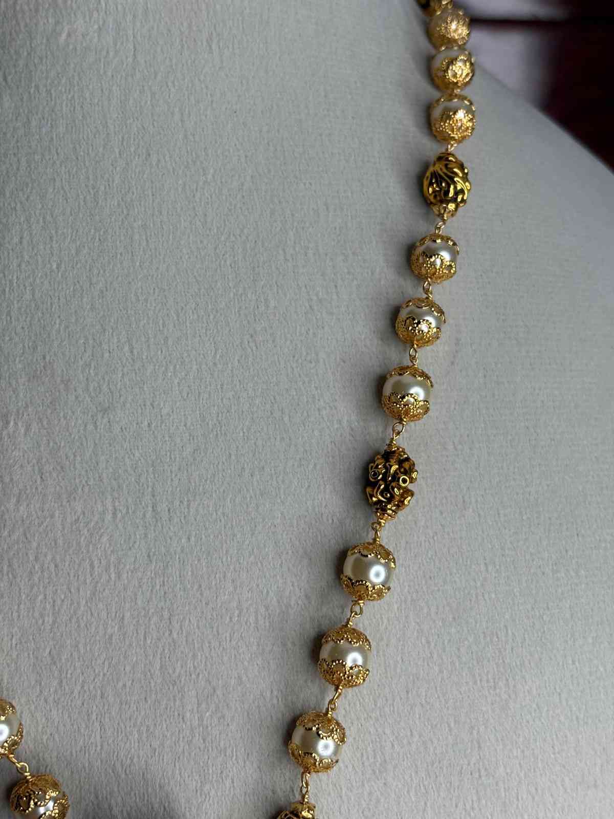 Premium Quality Traditional Pearl Haram 21 inch long Haram With KRISHNA Pendent designed with Polka Diamonds H0026-CS130
