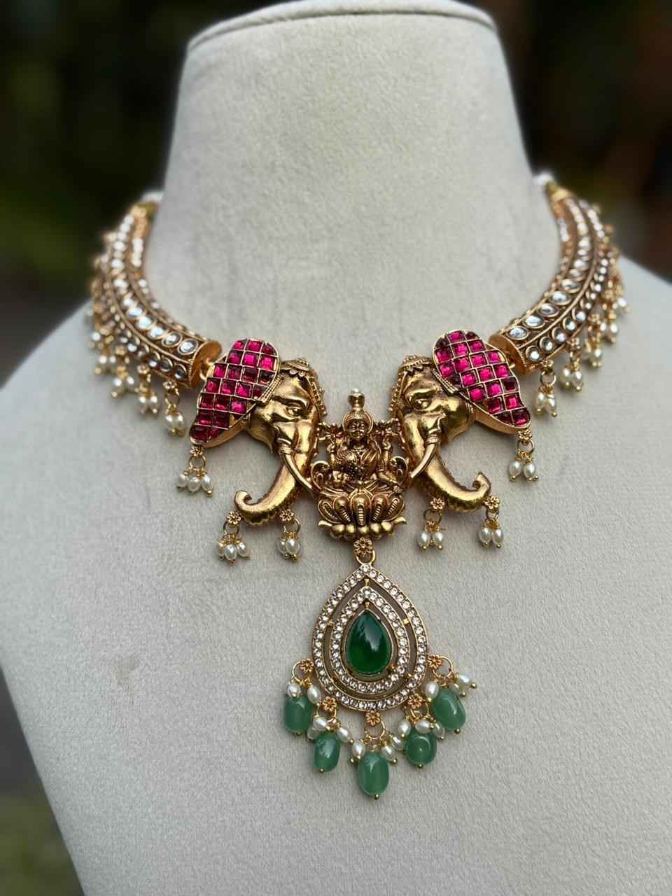 N0277 Trending Elephant Grand look necklace