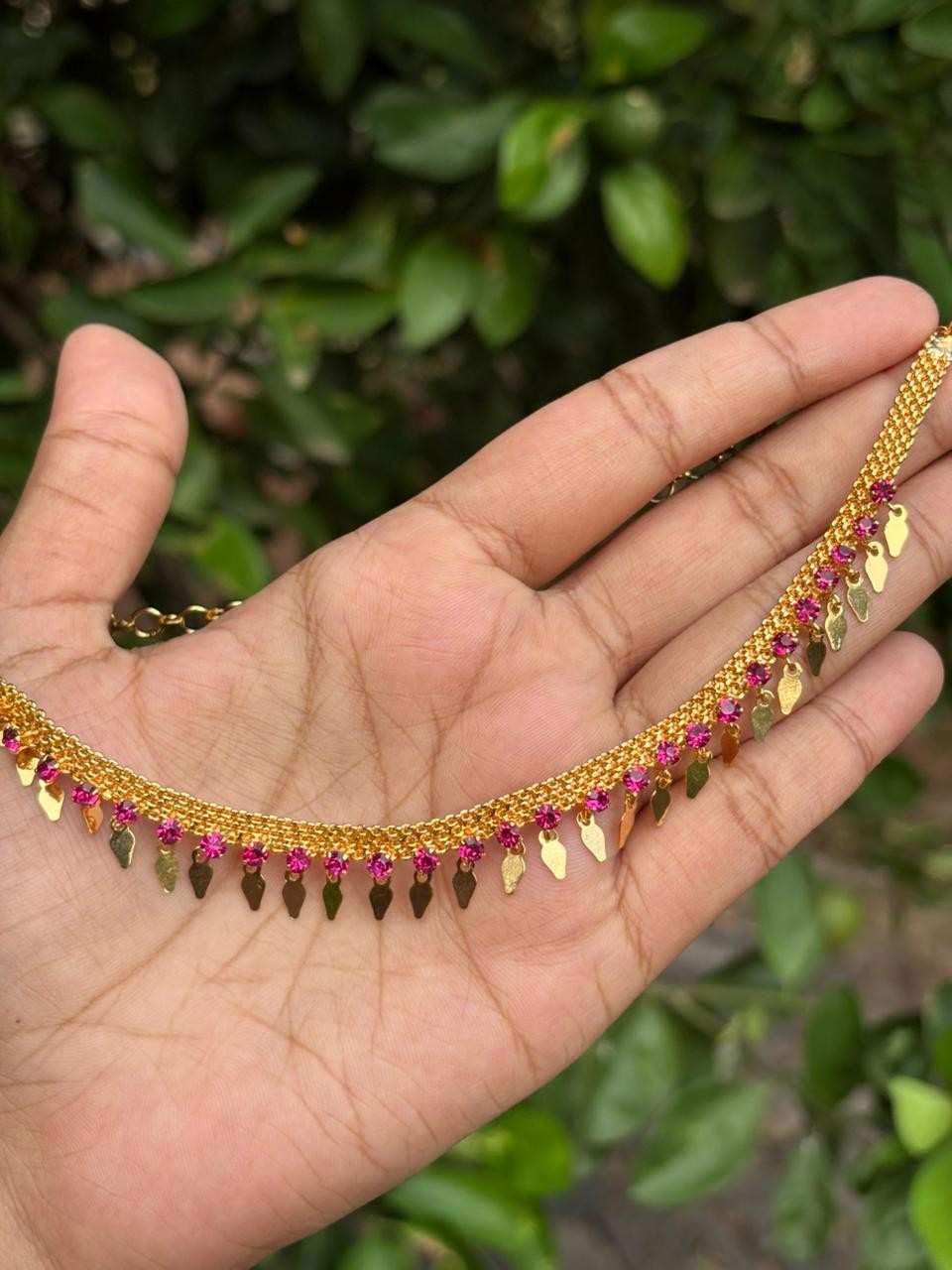 N0278 Ruby Stone Elakkathali Minimal Necklace