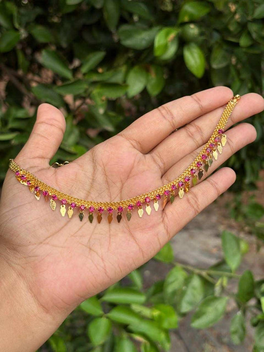 N0278 Ruby Stone Elakkathali Minimal Necklace