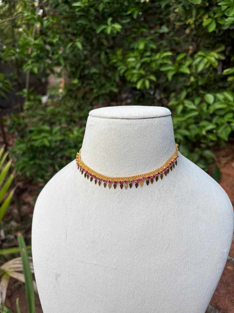 N0278 Ruby Stone Elakkathali Minimal Necklace