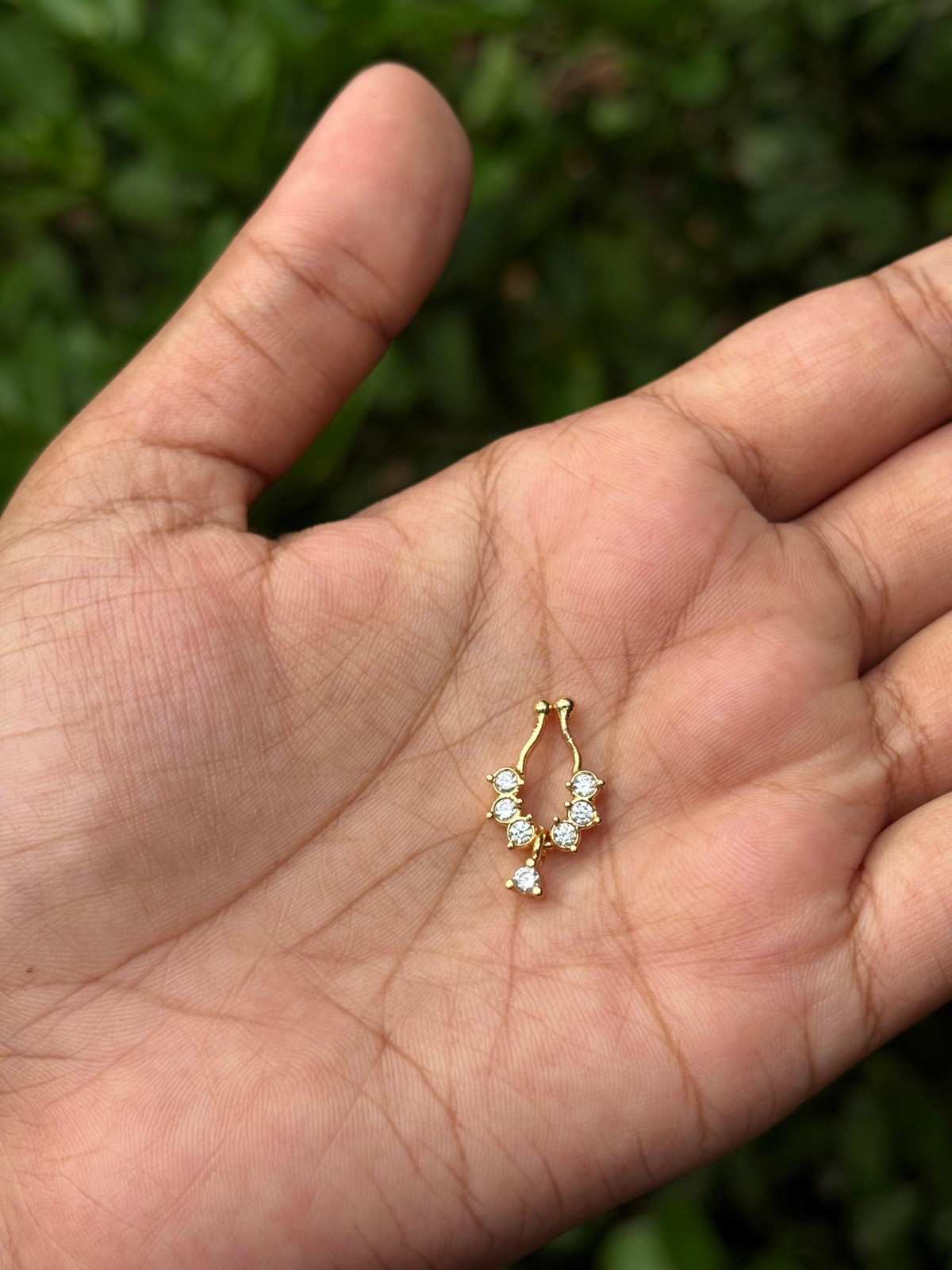 J0142 White stone Septum Nose ring with Stone Hanging micro polish
