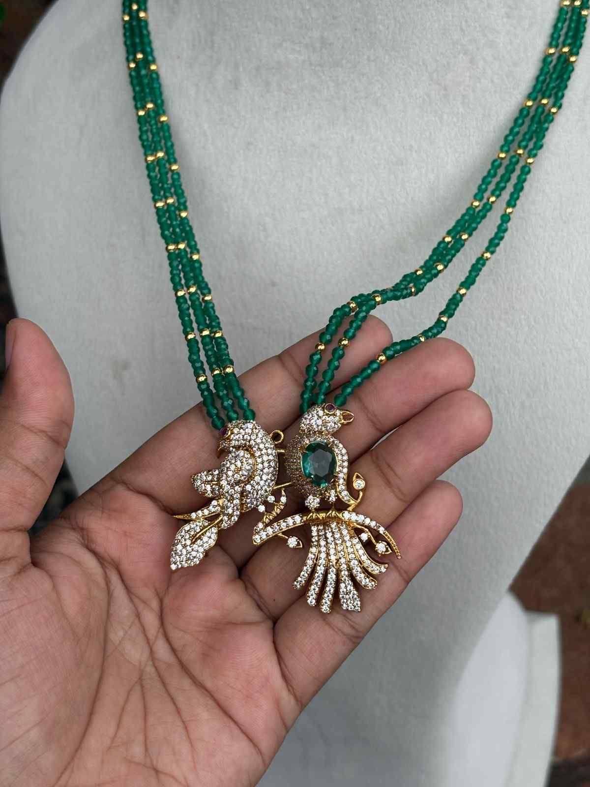 H0083 Green Crystal Bead Haram